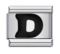 Mon & Sons A - Z Black Letter Initial Name Alphabet Personalised Birthday 9mm Italian Link Charm Compatible With 9mm Bracelet (D Black)