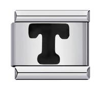 Mon & Sons A - Z Black Letter Initial Name Alphabet Personalised Birthday 9mm Italian Link Charm Compatible With 9mm Bracelet (T Black)