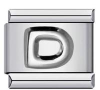 Mon & Sons A - Z Embossed Silver Letter Initial Name Alphabet Personalised Birthday 9mm Italian Link Compatible With Modular Bracelet (D Silver)