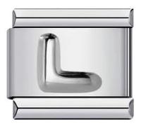 Mon & Sons A - Z Embossed Silver Letter Initial Name Alphabet Personalised Birthday 9mm Italian Link Compatible With Modular Bracelet (L Silver)