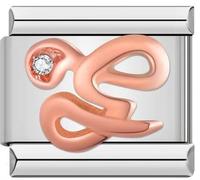 Mon & Sons A - Z Rose Gold Crystal Letter Initial Name Alphabet Personalised Birthday Charm Silver 9mm Italian Link Compatible With Modular Bracelet (G Rose Gold)