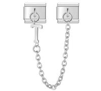 Mon & Sons A - Z Safety Chain Letter Initial Name Alphabet Birthday Date Anniversary Month Charm Silver 9mm Italian Link Compatible With Modular 9mm Bracelet (T Safety Chain Letter)
