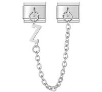 Mon & Sons A - Z Safety Chain Letter Initial Name Alphabet Birthday Date Anniversary Month Charm Silver 9mm Italian Link Compatible With Modular 9mm Bracelet (Z Safety Chain Letter)