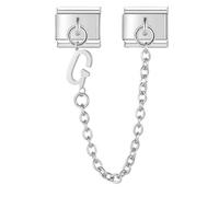 Mon & Sons A - Z Safety Chain Letter Initial Name Alphabet Birthday Date Anniversary Month Charm Silver 9mm Italian Link Compatible With Modular 9mm Bracelet (G Safety Chain Letter)