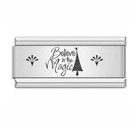 Mon & Sons Believe In Magic Superlink Long Double Size Width 9mm Stainless Steel Italian Link Charm Compatible With 9mm Link Bracelet