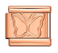 Mon & Sons Butterfly Insect Rose Gold Silver Italian 9mm Link Stainless Steel Bracelet Charm Compatible With 9mm Link