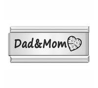 Mon & Sons Dad Family Daughter Worlds Best Mom Mum Birthday Sister Superlink Double Charm Silver Italian 9mm Link Stainless Steel Bracelet Compatible With Modular 9mm Link