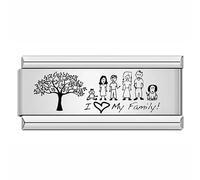 Mon & Sons Dad Family Daughter Worlds Best Mom Mum Birthday Sister Superlink Double Charm Silver Italian 9mm Link Stainless Steel Bracelet Compatible With Modular 9mm Link