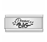Mon & Sons Dream Big Superlink Long Double Size Width 9mm Stainless Steel Italian Link Charm Compatible With 9mm Link Bracelet