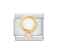 Mon & Sons Engagement Wedding Ring 18K Charm Silver 9mm Italian Link Compatible With Modular Bracelet