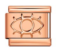 Mon & Sons Evil Eye Hamsa Lucky Protection Fatima Rose Gold Silver Italian 9mm Link Stainless Steel Bracelet Charm Compatible With 9mm Link