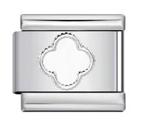 Mon & Sons Flower Rose Love You Heart Evil Eye Star Constellation Paw Clover Birthday Daughter Silver 9mm Italian Link Compatible With Modular Bracelet (Silver Four Leaf Lucky Clover Flower)