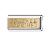 Mon & Sons Forever Together Memorial Rose Gold Superlink Long Double Size Width 9mm Stainless Steel Silver Italian Link Charm Compatible With 9mm Link Bracelet