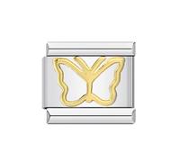 Mon & Sons Funny Nurse Love Heart Butterfly Elephant Horse Pony Swan Monkey Teddybear Coffee Charm Silver 9mm Italian Link Compatible With Modular Bracelet (Gold Butterfly)