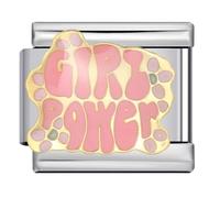 Mon & Sons Girlpower Feminism Women Charm Silver Italian 9mm Link Stainless Steel Bracelet Compatible With Modular 9mm Link