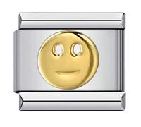 Mon & Sons Gold Smiley Face Mother Daughter Charm Silver Italian 9mm Link Stainless Steel Bracelet Compatible With Modular 9mm Link