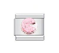 Mon & Sons Happy Birthday Cake Slice Mother Daughter Charm Silver Italian Link Stainless Steel Bracelet Charm Compatible With 9mm Bracelet