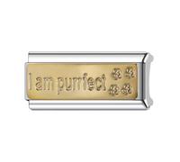 Mon & Sons I Am Purfect Perfect Cat Kitten Paw Superlink Long Double Size Width 9mm Stainless Steel Silver Italian Link Charm Compatible With 9mm Link Bracelet