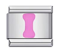 Mon & Sons I Pink Letter Initial Name Alphabet Personalised Charm Silver 9mm Italian Link Link Charm Compatible With Bracelet