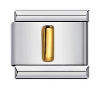 Mon & Sons I Yellow Gold Letter Initial Name Alphabet Personalised Charm Silver 9mm Italian Link Compatible With Modular Bracelet