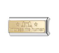 Mon & Sons Impress Me Human Dog Cat Superlink Long Double Size Width 9mm Stainless Steel Silver Italian Link Charm Compatible With 9mm Link Bracelet