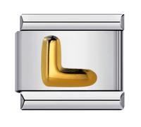 Mon & Sons L Yellow Gold Letter Initial Name Alphabet Personalised Charm Silver 9mm Italian Link Compatible With Modular Bracelet