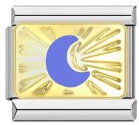 Mon & Sons M&S Luck Lucky Evil Spiritual Eye Hamsa Hand Fatima Protection 9mm Italian Link Charm Compatible With 9mm Bracelet (Gold Blue Moon Sky Stsr)