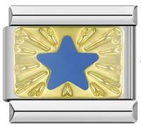 Mon & Sons M&S Luck Lucky Evil Spiritual Eye Hamsa Hand Fatima Protection 9mm Italian Link Charm Compatible With 9mm Bracelet (Gold Blue Star Sky)