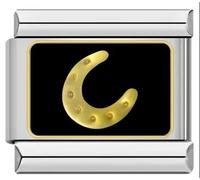 Mon & Sons M&S Luck Lucky Evil Spiritual Eye Hamsa Hand Fatima Protection 9mm Italian Link Charm Compatible With 9mm Bracelet (Horseshoe Lucky Luck)