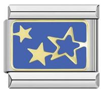 Mon & Sons M&S Luck Lucky Evil Spiritual Eye Hamsa Hand Fatima Protection 9mm Italian Link Charm Compatible With 9mm Bracelet (Gold Blue Star 3)