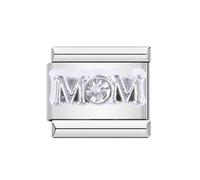 Mon & Sons Mom Mum Crystal Daughter Son Gift Charm Silver Italian Link Stainless Steel Bracelet Charm Compatible With 9mm Bracelet