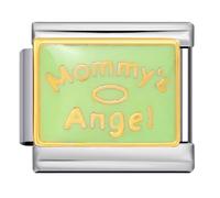 Mon & Sons Mommys Angel Mum Mom Charm Silver Italian 9mm Link Stainless Steel Bracelet Compatible With Modular 9mm Link