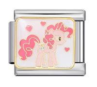 Mon & Sons My Little Pony Horse Charm Silver Italian 9mm Link Stainless Steel Bracelet Compatible With Modular 9mm Link