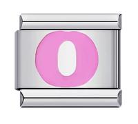Mon & Sons O Pink Letter Initial Name Alphabet Personalised Charm Silver 9mm Italian Link Link Charm Compatible With Bracelet