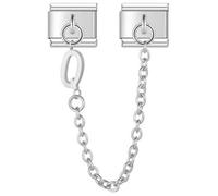 Mon & Sons Q Safety Chain Letter Initial Name Alphabet Personalised Charm Silver 9mm Italian Link Compatible With Modular Bracelet
