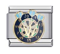 Mon & Sons Rabbit Panda Cow Pony Deer Dog Jesus Faith Evil Eye Darts Birthday Daughter Charm Silver 9mm Italian Link Compatible With Modular 9mm Bracelet (Darts Dartboard Ally Pally Game Arrow)