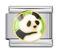 Mon & Sons Rabbit Panda Cow Pony Deer Dog Jesus Faith Evil Eye Darts Birthday Daughter Charm Silver 9mm Italian Link Compatible With Modular 9mm Bracelet (Panda Bear Bamboo China)