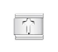 Mon & Sons Smiley Face Cross Mum Love You Star Ying Yang Shoe Charm Silver Italian Link Stainless Steel Bracelet Charm Compatible With 9mm Bracelet (Silver Cross Crucifix Jesus)