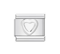 Mon & Sons Smiley Face Cross Mum Love You Star Ying Yang Shoe Charm Silver Italian Link Stainless Steel Bracelet Charm Compatible With 9mm Bracelet (Silver Hollow Love You Heart)