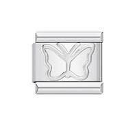 Mon & Sons Smiley Face Cross Mum Love You Star Ying Yang Shoe Charm Silver Italian Link Stainless Steel Bracelet Charm Compatible With 9mm Bracelet (Silver Butterfly Insect)