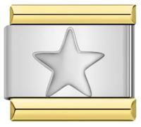 Mon & Sons Star Silver Gold Two Tone Charm Silver Italian 9mm Link Stainless Steel Bracelet Compatible With Modular 9mm Link