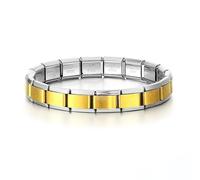 Mon & Sons Starter Bracelet Purple Green Gold Black Blue Personalized Bangle 9mm Link Stainless Steel Italian Charm Compatible With Nomination (Gold Inner Silver)