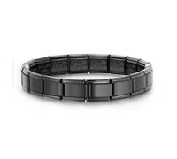 Mon & Sons Starter Bracelet Purple Green Gold Black Blue Personalized Bangle 9mm Link Stainless Steel Italian Charm Compatible With Nomination (Black)