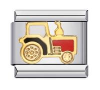 Mon & Sons Tractor Farm Love Farmer Harvest Silver Italian 9mm Link Stainless Steel Bracelet Charm Compatible With 9mm Link