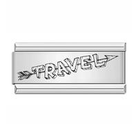 Mon & Sons Travel Arrow Holiday Superlink Long Double Size Width 9mm Stainless Steel Italian Link Charm Compatible With 9mm Link Bracelet