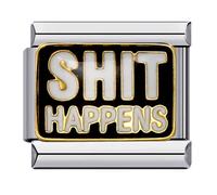 Mon & Sons Unicorn Cancer Graduation Magic 8 Flower Love Heart Evil Eye Wife Funny Silver Charm 9mm Italian Link Compatible With Modular Bracelet (Shit Happens Funny Birthday)