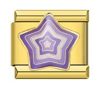 Mon & Sons Unicorn Guardian Angel Memorial Lucky Evil Eye Hamsa Sister Cupid 4 Leaf Clover Silver Charm 9mm Italian Link Compatible With Modular Bracelet (Gold Purple Lucky Star)