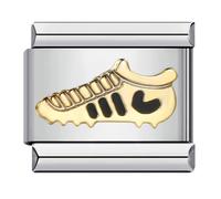 Mon & Sons Unicorn Guardian Angel Memorial Lucky Evil Eye Hamsa Sister Cupid 4 Leaf Clover Silver Charm 9mm Italian Link Compatible With Modular Bracelet (Gold Football Boot Soccer Rugby Cleat)