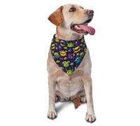 Mon-Ster Print Pet Bandana Durable Bib Kerchief Triangle Pet Bandanas For Cat Dogs Accessories