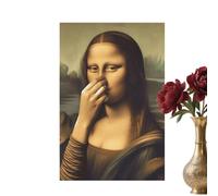 Mona Lisa Art - 30x40cm Parody Vintage Painting | Funny Bathroom Wall Decor Poster with Mona Lisa Holding Her Nose | Humor Wall Print for Home, Dorm & Restroom Decoration
